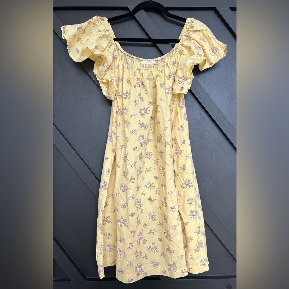 DOEN Julie Mini Dress in Sunshine Bouton De Rose Print, Size Large - Picture 6 of 11